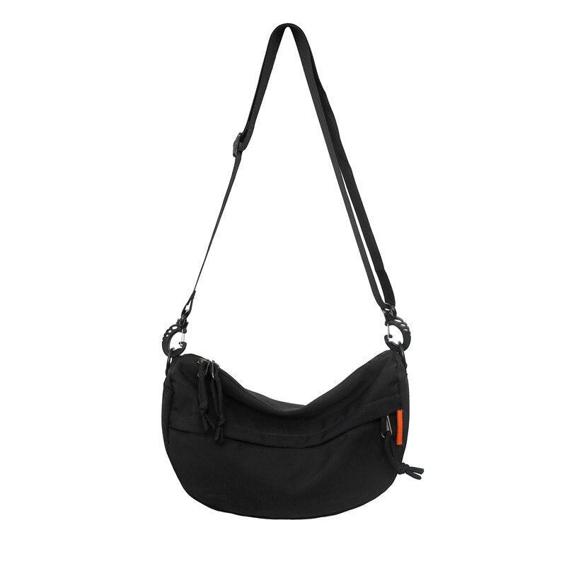 Solid Crossbody-veske For Menn Vanntett Nylonstoff Enkeltskuldervesker Multifunksjon Studentvesker Med Stor Kapasitet - Svart