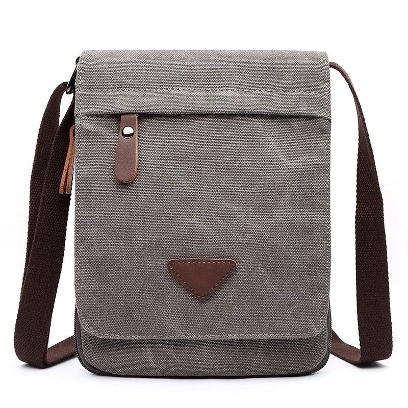 Solid Messenger Sterkt Stoff Vintage Style Crossbody-vesker - Grå