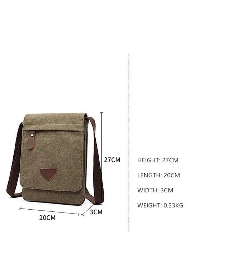 Solid Messenger Sterkt Stoff Vintage Style Crossbody-vesker - Grå