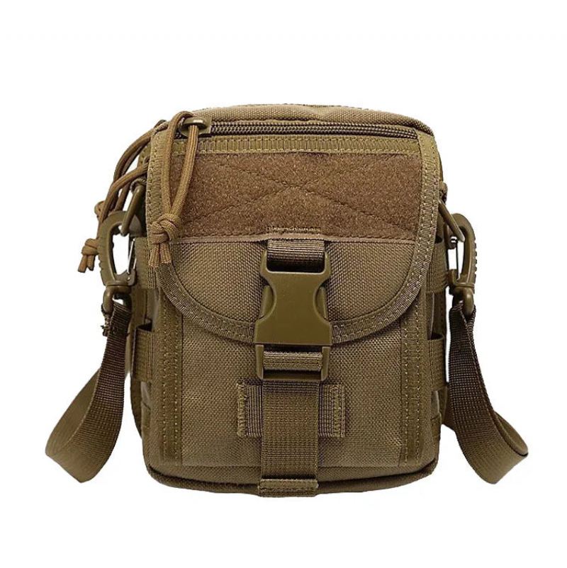 Tactical Bag Nylon Midjepakke Midjeveske Camping Messenger Bag - Khaki