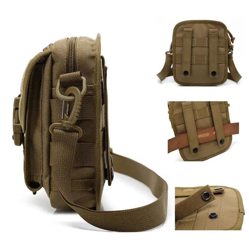 Tactical Bag Nylon Midjepakke Midjeveske Camping Messenger Bag - Khaki