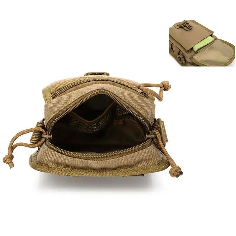 Tactical Bag Nylon Midjepakke Midjeveske Camping Messenger Bag - Khaki