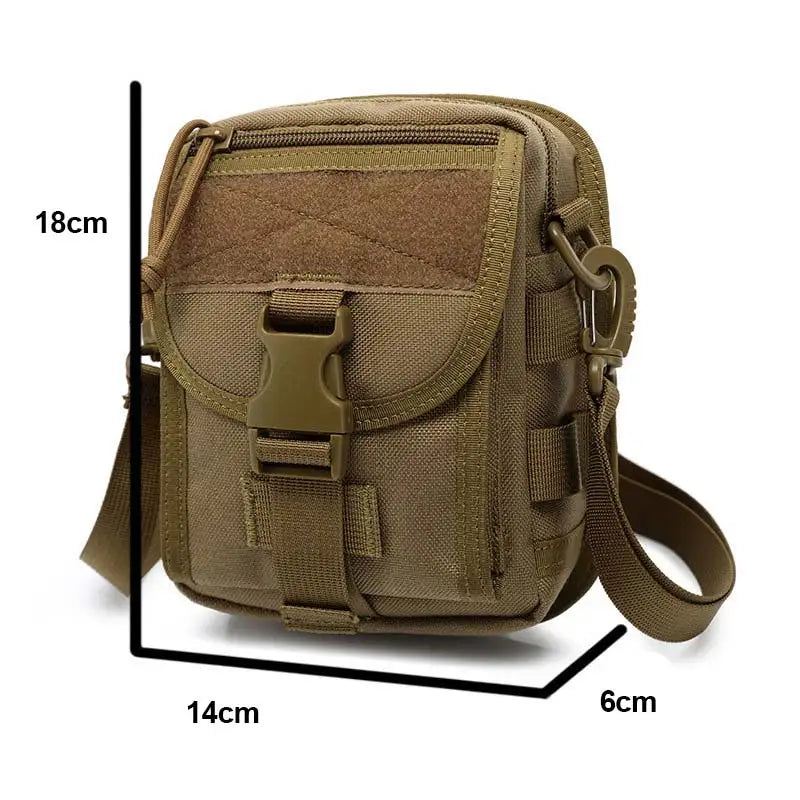 Tactical Bag Nylon Midjepakke Midjeveske Camping Messenger Bag - Khaki