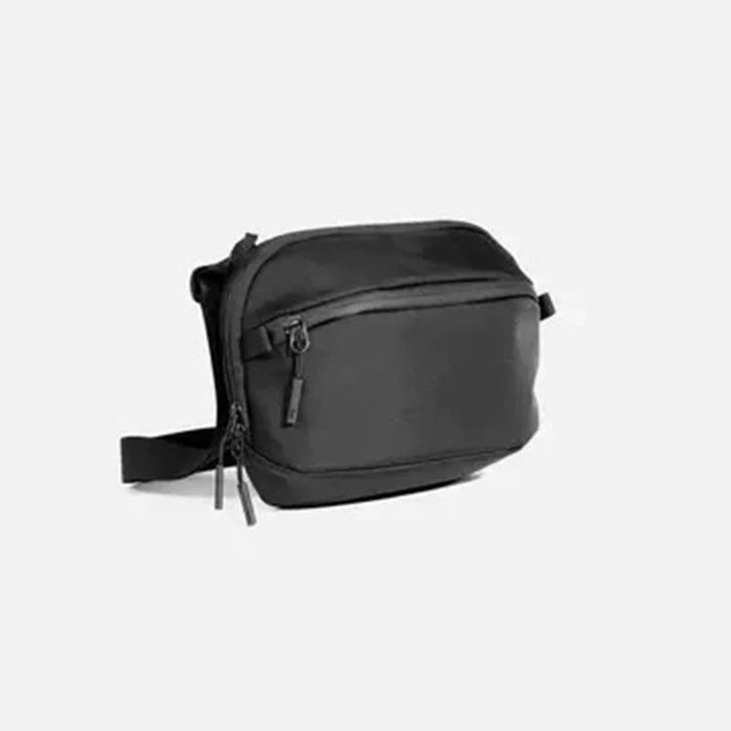 Unisex One Shoulder Crossbody Bag Midjeveske Brystveske - Svart