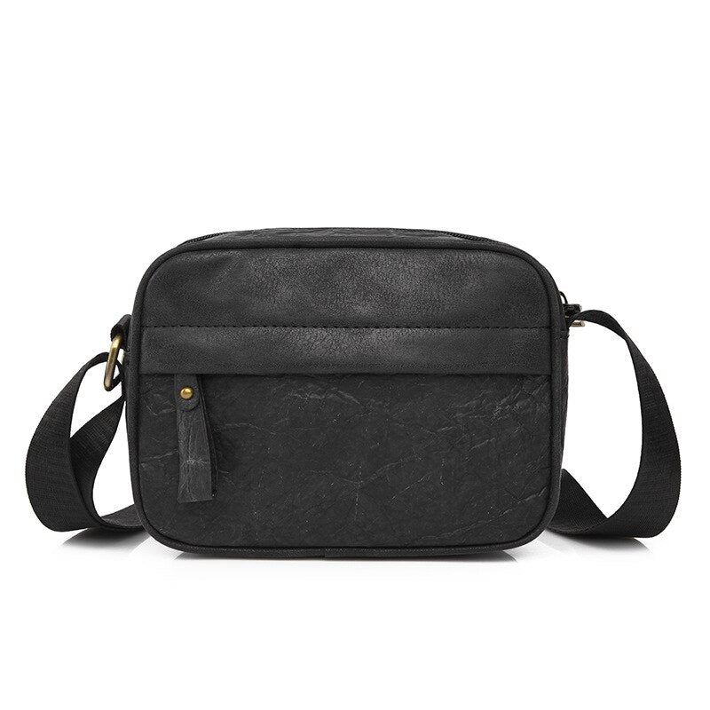 Unisex Vintage Crossbody Bag For Mann Miljøvennlige Materialer Håndveske Multifunksjon Enkel Skulder - Svart