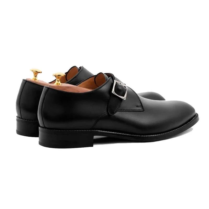 Black Monk Straps Menn Sko Designer Brudekjole Ekte Skinn Beste Håndlagde Business Sko For Man - Svart