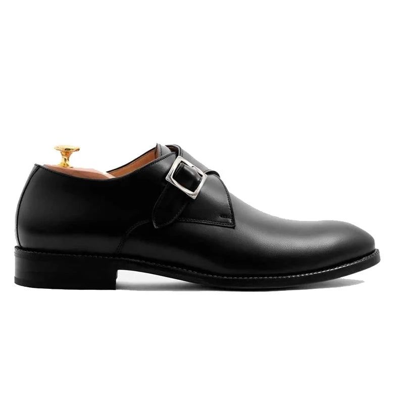 Black Monk Straps Menn Sko Designer Brudekjole Ekte Skinn Beste Håndlagde Business Sko For Man - Svart