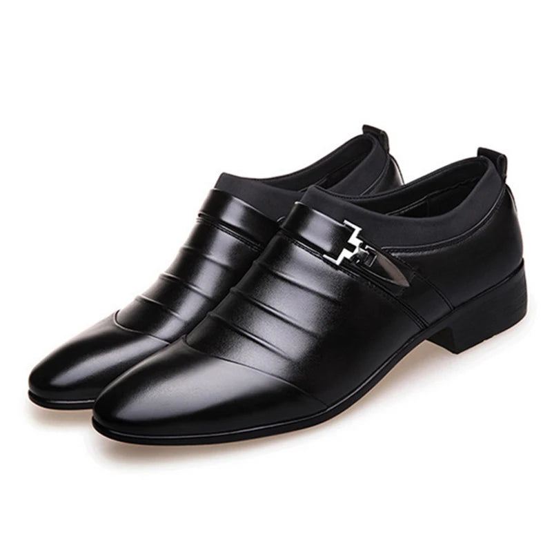 Britiske Menn Business Slip On Leather Shoes Myk Formell Dress Sko For Mannlige - Hvit