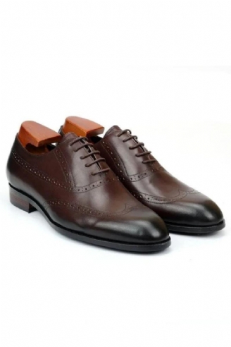 Brogue Oxford Menn Kjole Sko Bryllup Best Man Sko Ekte Lær Håndlagde Designer Formelle Sko Herre Original