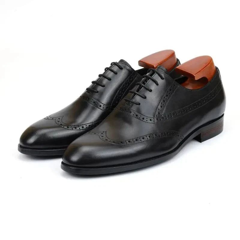 Brogue Oxford Menn Kjole Sko Bryllup Best Man Sko Ekte Lær Håndlagde Designer Formelle Sko Herre Original - Brun