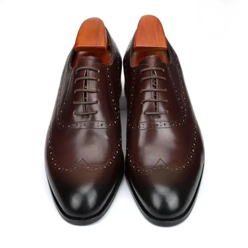 Brogue Oxford Menn Kjole Sko Bryllup Best Man Sko Ekte Lær Håndlagde Designer Formelle Sko Herre Original - Brun