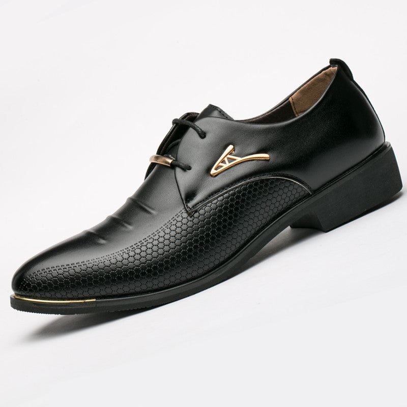 Business Dress Herre Sko Klassisk Lær Drakter Sko Slip On Shoe Oxfords - Svart