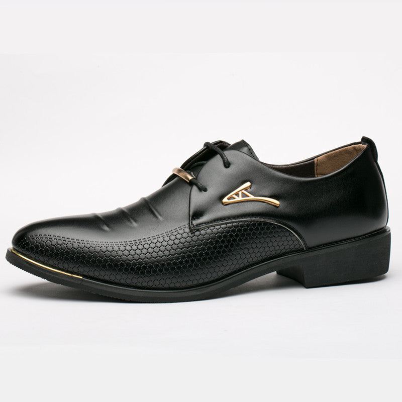 Business Dress Herre Sko Klassisk Lær Drakter Sko Slip On Shoe Oxfords - Svart