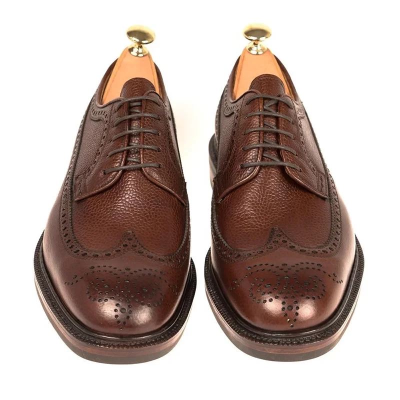 Derby Brogue Brudgom Designerkjole Beste Menn Sko Ekte Skinn Originale Håndlagde Forretningssko For - Brun