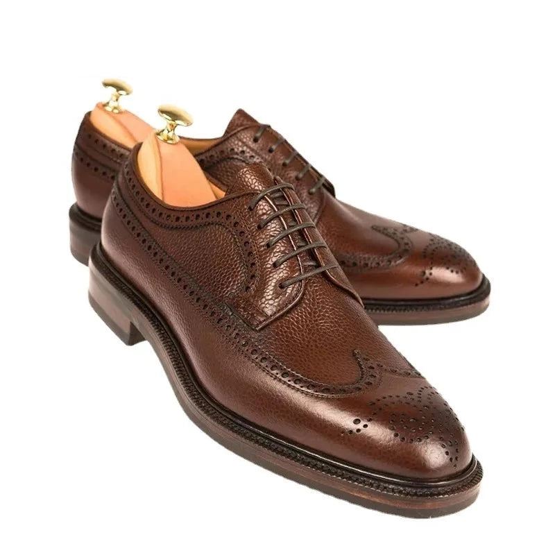 Derby Brogue Brudgom Designerkjole Beste Menn Sko Ekte Skinn Originale Håndlagde Forretningssko For - Brun