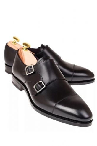 Dobbel Monk Strap Luksus Menn Sko Ekte Lær Håndlaget Designer Business Dress Sko For Original