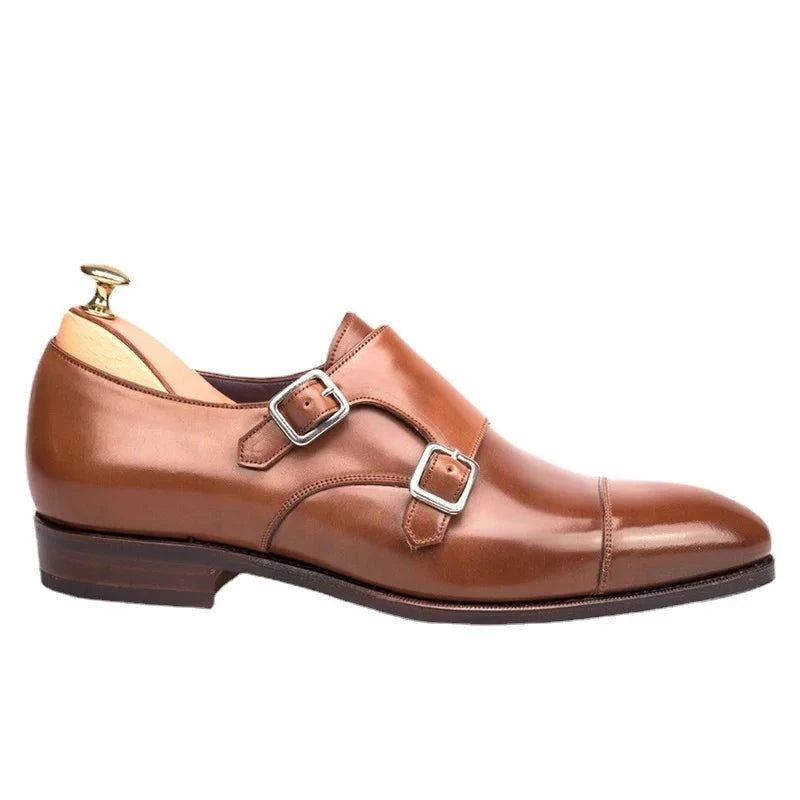 Dobbel Monk Strap Luksus Menn Sko Ekte Lær Håndlaget Designer Business Dress Sko For Original - Svart