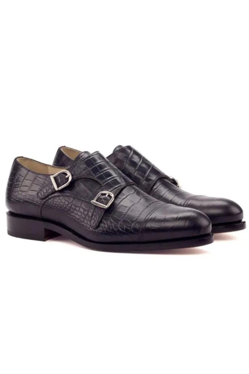 Dobbel Monk Strap Style Kjole Herre Sko Kontor Best Man Shoe Designer Håndlaget Ekte Skinn Sko Mann