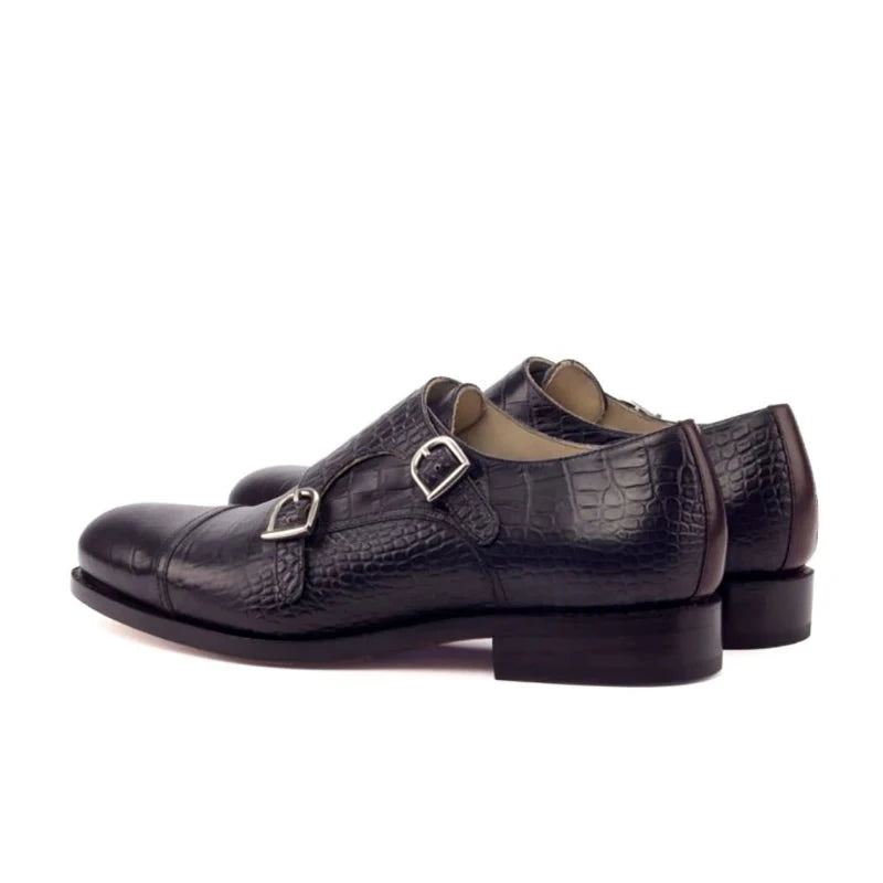 Dobbel Monk Strap Style Kjole Herre Sko Kontor Best Man Shoe Designer Håndlaget Ekte Skinn Sko Mann - Blå