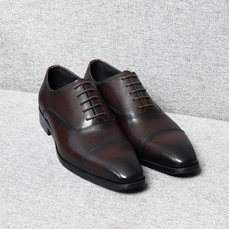 Italiensk Luksus Høykvalitets Elegant Mann Naturlig Business Formelle Solid Oxfords Sko - Svart