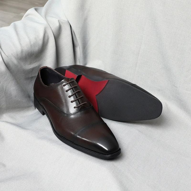 Italiensk Luksus Høykvalitets Elegant Mann Naturlig Business Formelle Solid Oxfords Sko - Svart