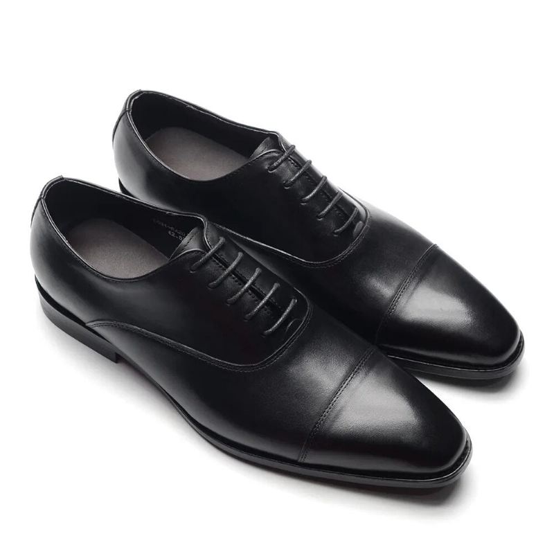 Italiensk Luksus Høykvalitets Elegant Mann Naturlig Business Formelle Solid Oxfords Sko - Svart