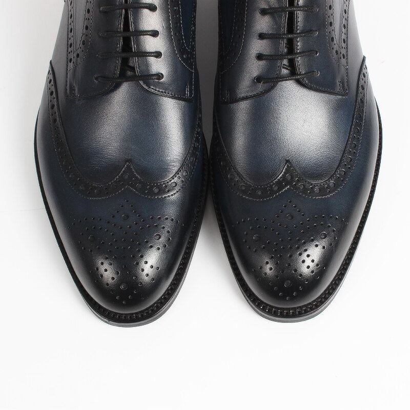 Menn Sko Håndlaget Mønster Design Luksus Skinn Klassisk Full Brogue Business Brudekjole Mann - Mørke Blå