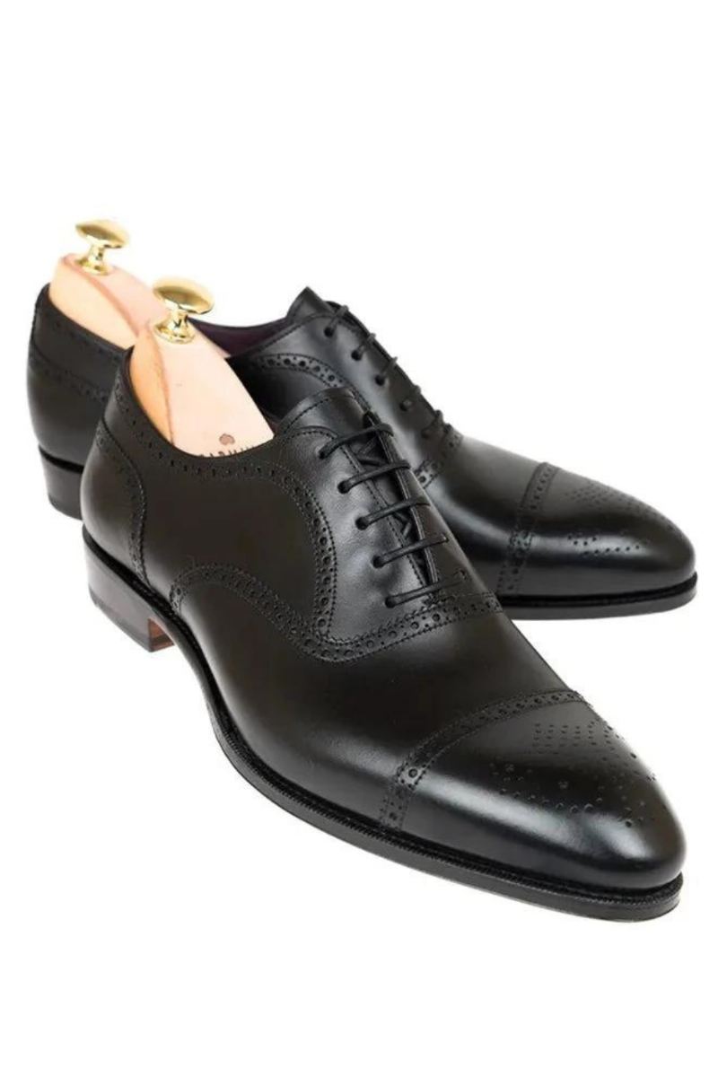 Oxford Brogue Man Business Shoes Solid Office Designer Best Man Shoe Håndlaget Ekte Skinn Herresko