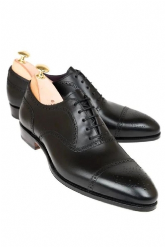 Oxford Brogue Man Business Shoes Solid Office Designer Best Man Shoe Håndlaget Ekte Skinn Herresko