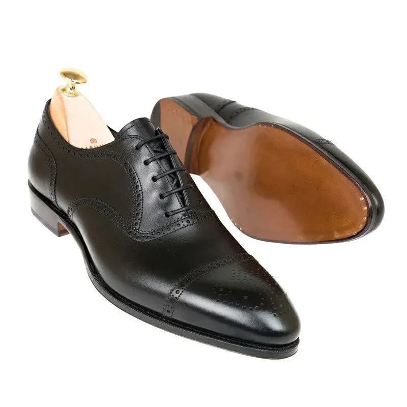 Oxford Brogue Man Business Shoes Solid Office Designer Best Man Shoe Håndlaget Ekte Skinn Herresko - Kamel