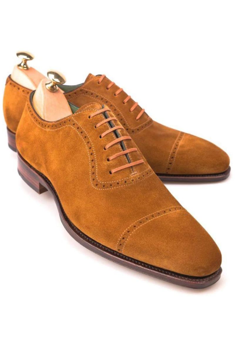 Oxford Brogue Menn Sko Kjole Formell Bryllup Mann Sko Business Håndlaget Semsket Skinn Designer Sko Original