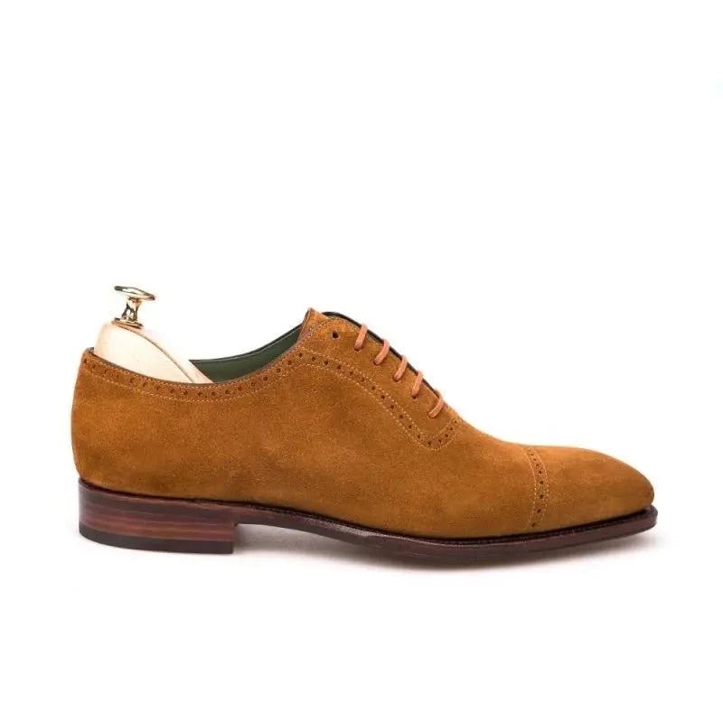 Oxford Brogue Menn Sko Kjole Formell Bryllup Mann Sko Business Håndlaget Semsket Skinn Designer Sko Original - Brun