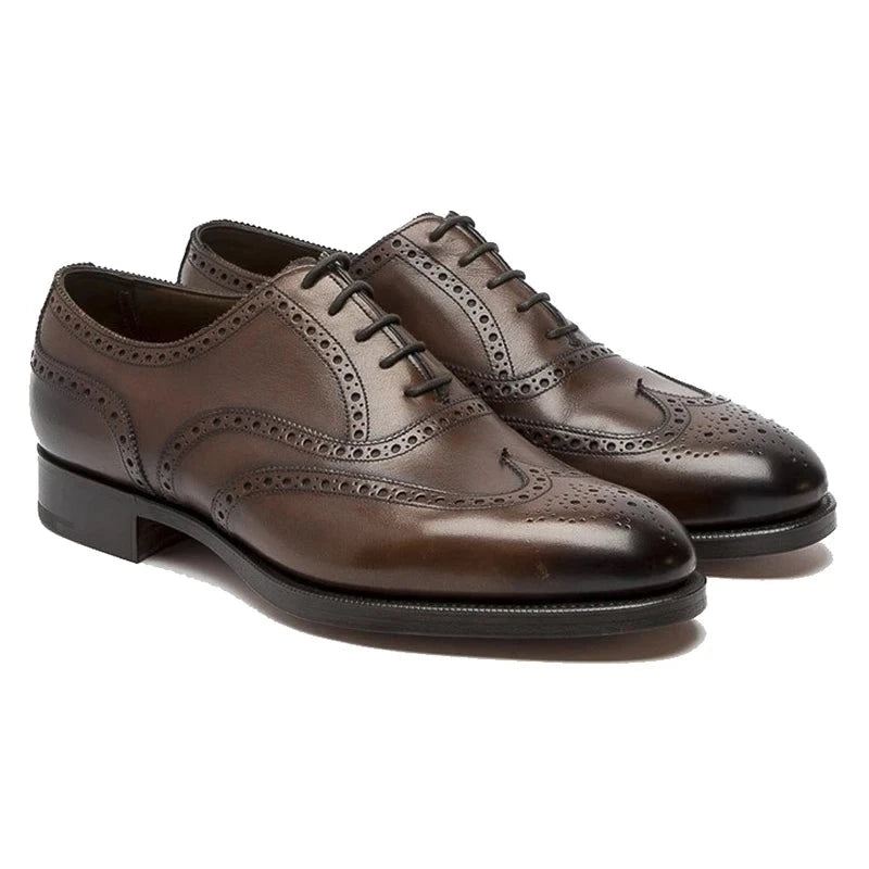 Oxford Brogue Style Brudekjole Formell Beste Sko Kontor Brudgom Håndlaget Business Designer Man Sko - Brun