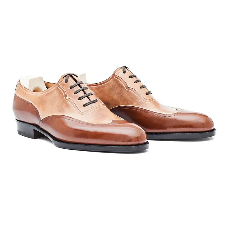 Oxford Dress Best Menn Shoes Office Original Ekte Skinn Business Shoe Designer Håndlagde Sko - Brun