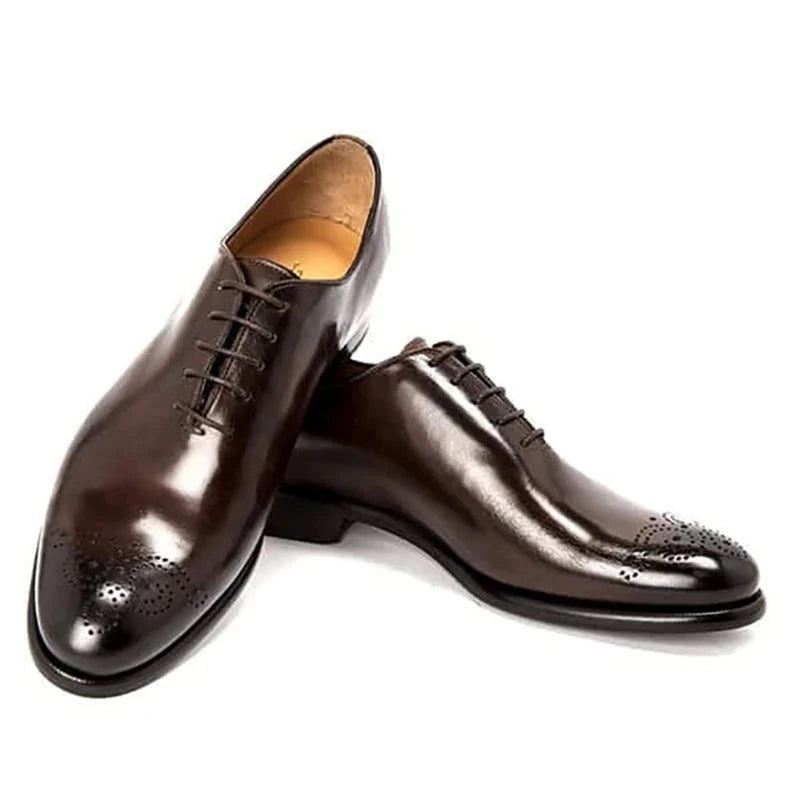 Oxford Dress Mann Business Shoe Håndlagde Sko Bryllup Solid Genuine Leather Best Menn Shoes - Kaffe