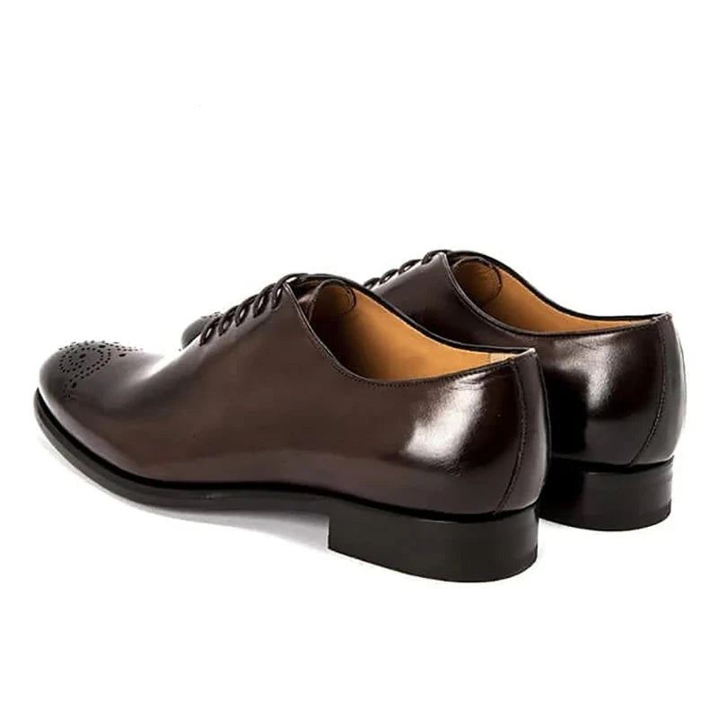 Oxford Dress Mann Business Shoe Håndlagde Sko Bryllup Solid Genuine Leather Best Menn Shoes - Kaffe