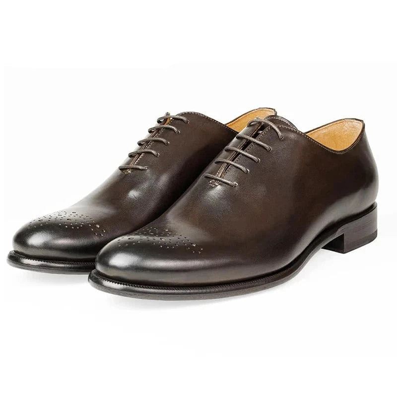 Oxford Dress Mann Business Shoe Håndlagde Sko Bryllup Solid Genuine Leather Best Menn Shoes - Kaffe