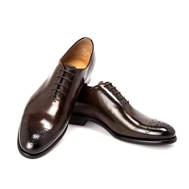 Oxford Dress Mann Business Shoe Håndlagde Sko Bryllup Solid Genuine Leather Best Menn Shoes - Kaffe