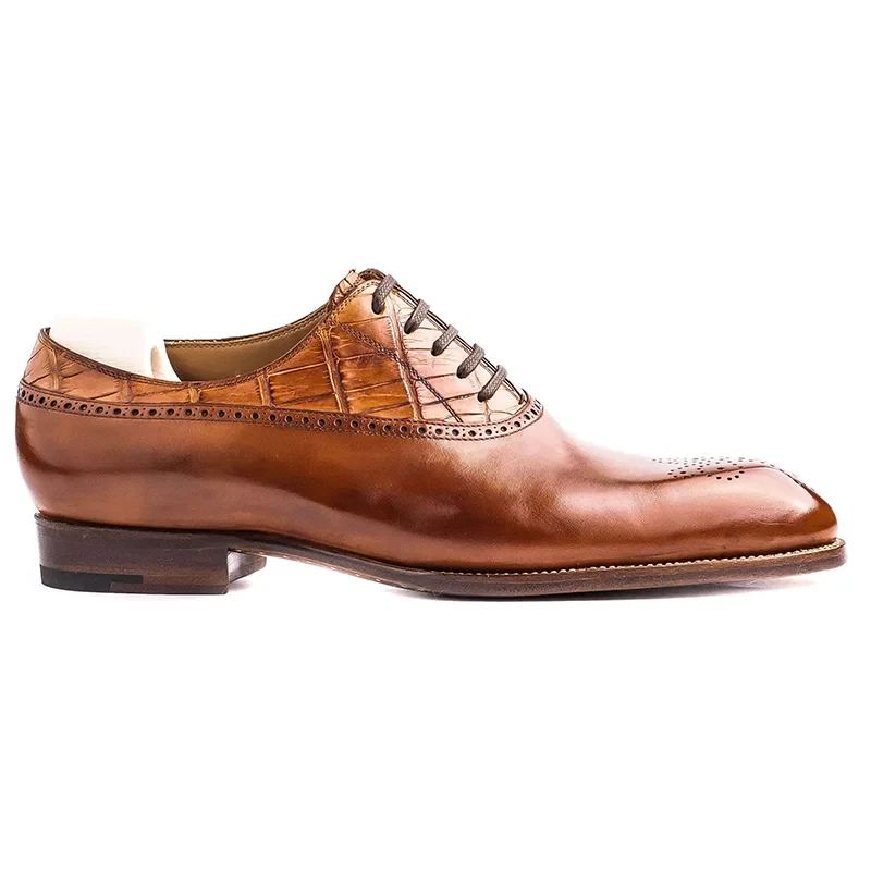 Oxford-kjole Brogue-stil Mannesko Ekte Skinnsko Beste Formelle Originale Forretningsdesignersko - Brun