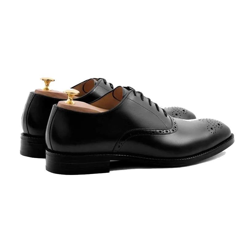 Oxford Style Man Dress Shoes Formal Solid Business Shoe Designer Beste Ekte Skinn Herresko - Svart