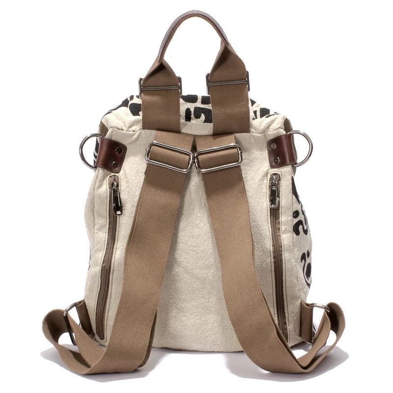 Casual Hit Canvas Backpack Listing Enkel Studentryggsekk Wild Travel Bag - Beige