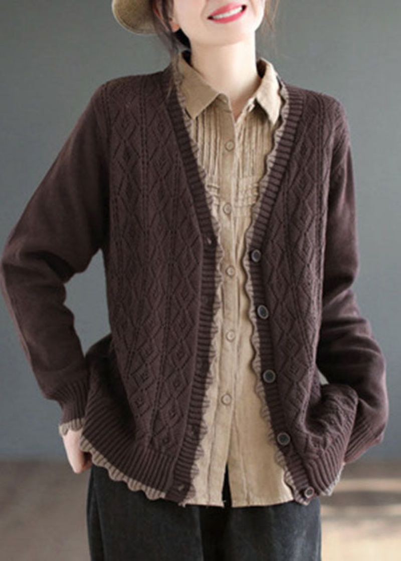 Art Green V-hals Single Breasted Knit Cardigan Winter - Grønn