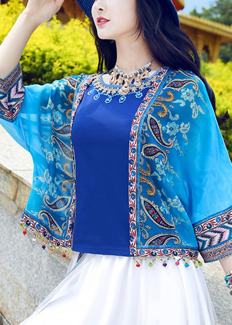 Bohemian Blue V-halstrykk Dusk Cardigan Summer - Cardigans for kvinner