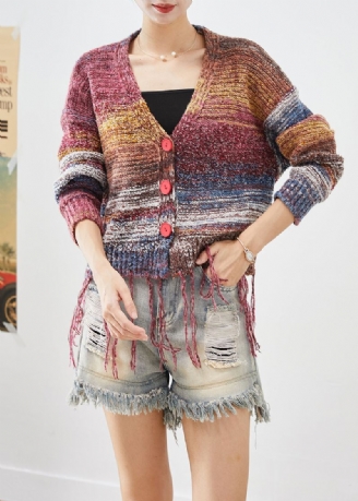 Bohemian Tasseled Tie Dye Knit Jacket Fall