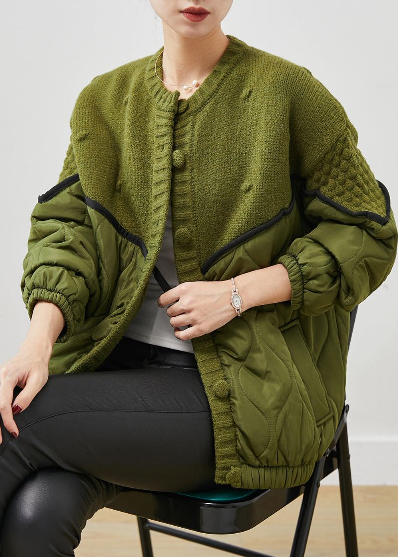 Boutique Green Oversized Patchwork Strikkede Cardigans Vår