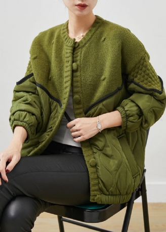 Boutique Green Oversized Patchwork Strikkede Cardigans Vår