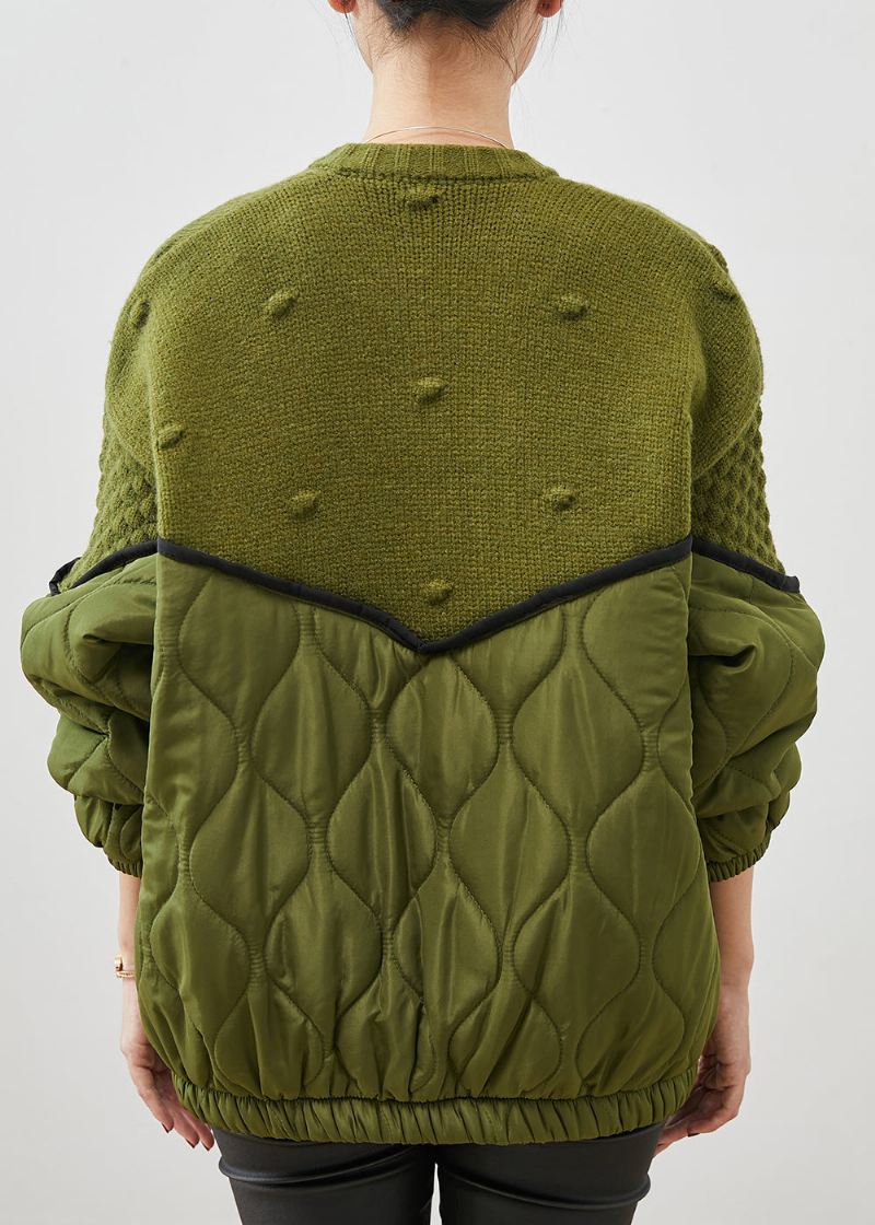 Boutique Green Oversized Patchwork Strikkede Cardigans Vår - Cardigans for kvinner