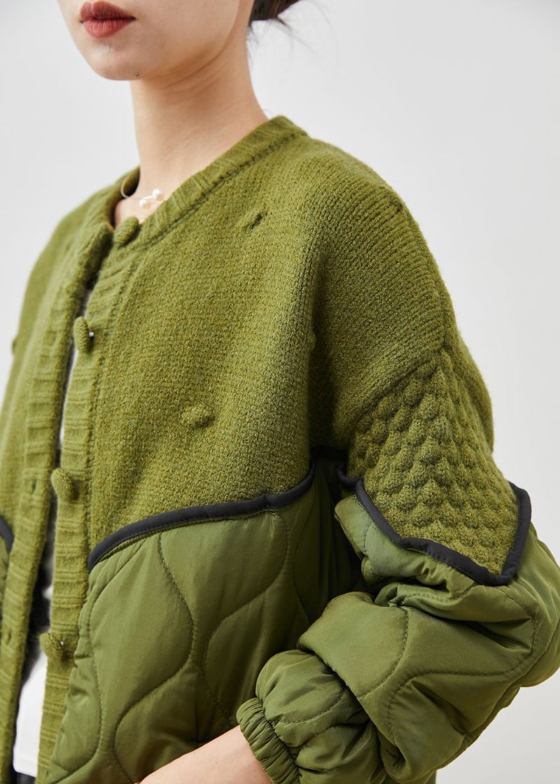 Boutique Green Oversized Patchwork Strikkede Cardigans Vår - Cardigans for kvinner