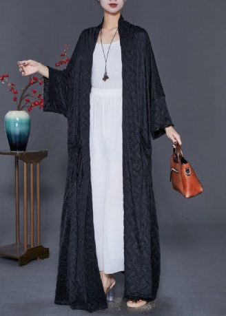 Diy Black Oversized Side Open Spandex Long Cardigan Fall