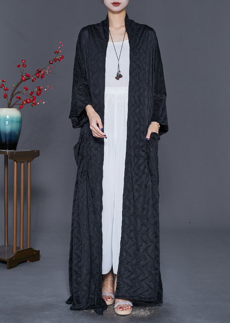 Diy Black Oversized Side Open Spandex Long Cardigan Fall - Cardigans for kvinner